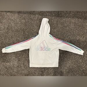 Girl’s Adidas White Hoodie with Colorful Lettering